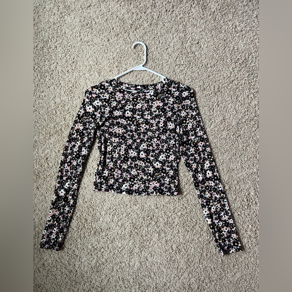 Black Floral Baby Tee